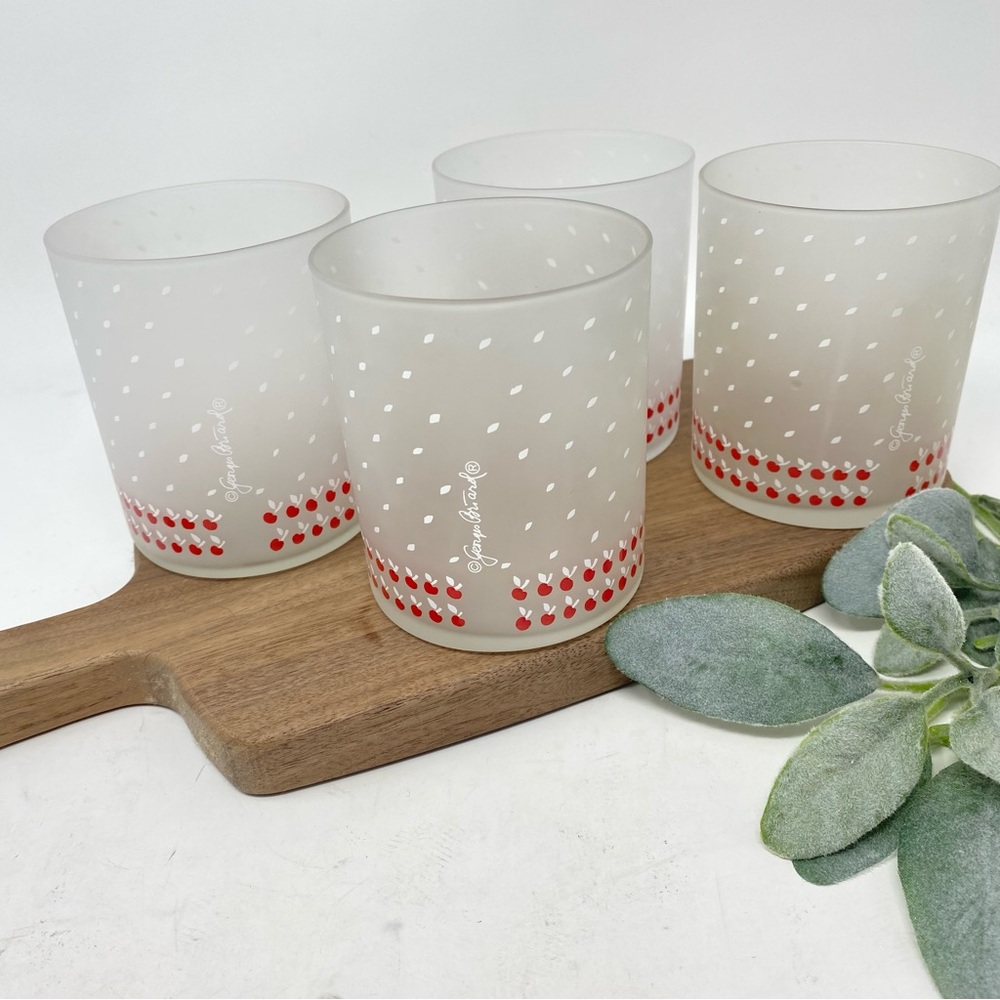 Georges Briard Frosted Cherries Barware Glasses MCM Vintage